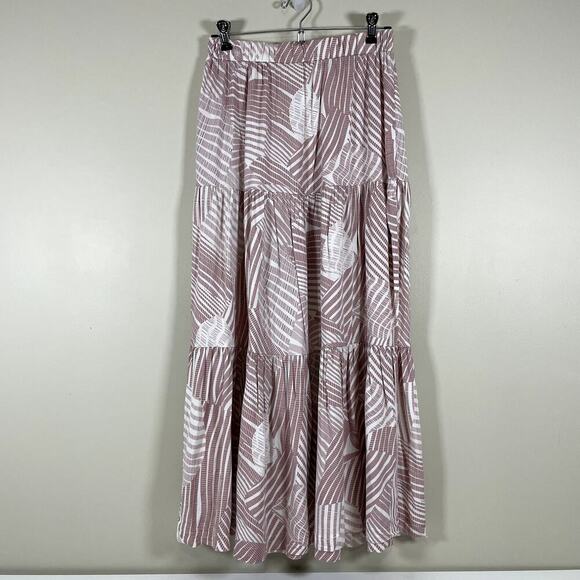 MODODOC LA Tiered Printed Prairie Style Elastic Waist  Skirt XS Boho Beachy - Picture 1 of 8